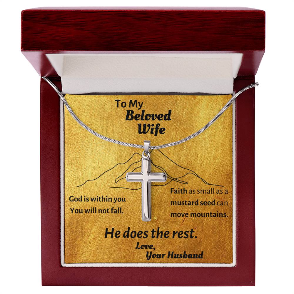 Simple, elegant cross necklace for your Beloved Wife