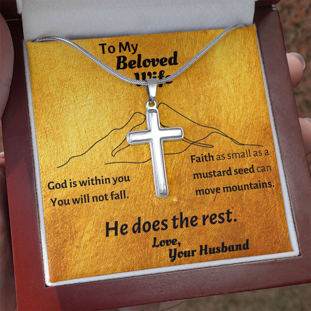 Simple, elegant cross necklace for your Beloved Wife