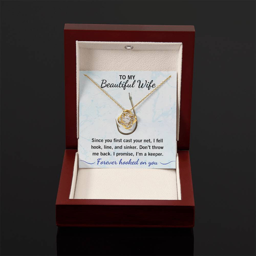 💖 "Hook, Line & Sinker – I’m Yours Forever!" Give Your Wife this Romantic Love Knot Necklace that reminds her what a catch you are!