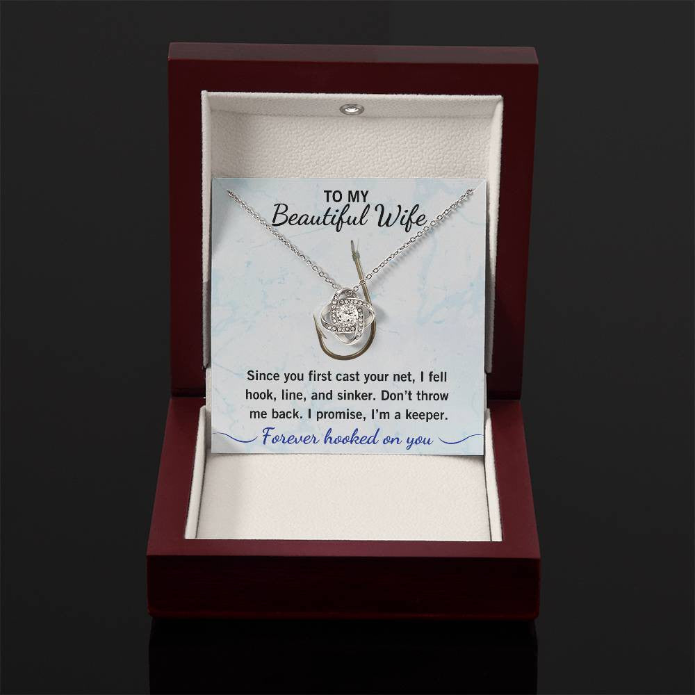 💖 "Hook, Line & Sinker – I’m Yours Forever!" Give Your Wife this Romantic Love Knot Necklace that reminds her what a catch you are!