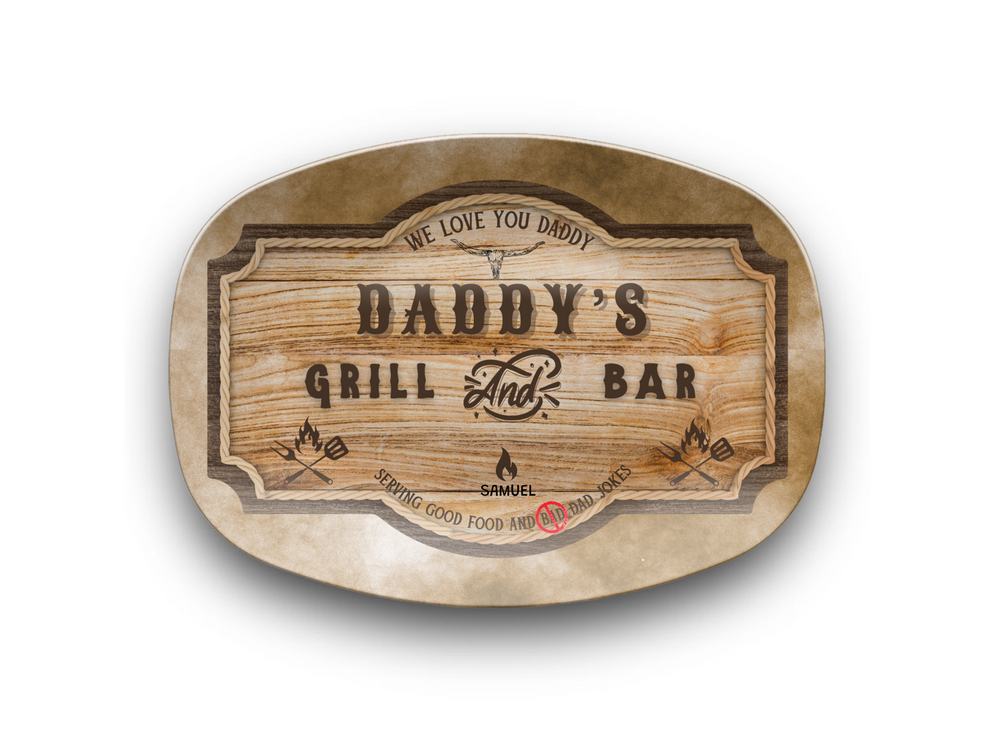 Personalized Daddy's Grill and Bar Platter – Custom Kids Name Plate – Gift for Dad, Father's Day, Birthday, Christmas