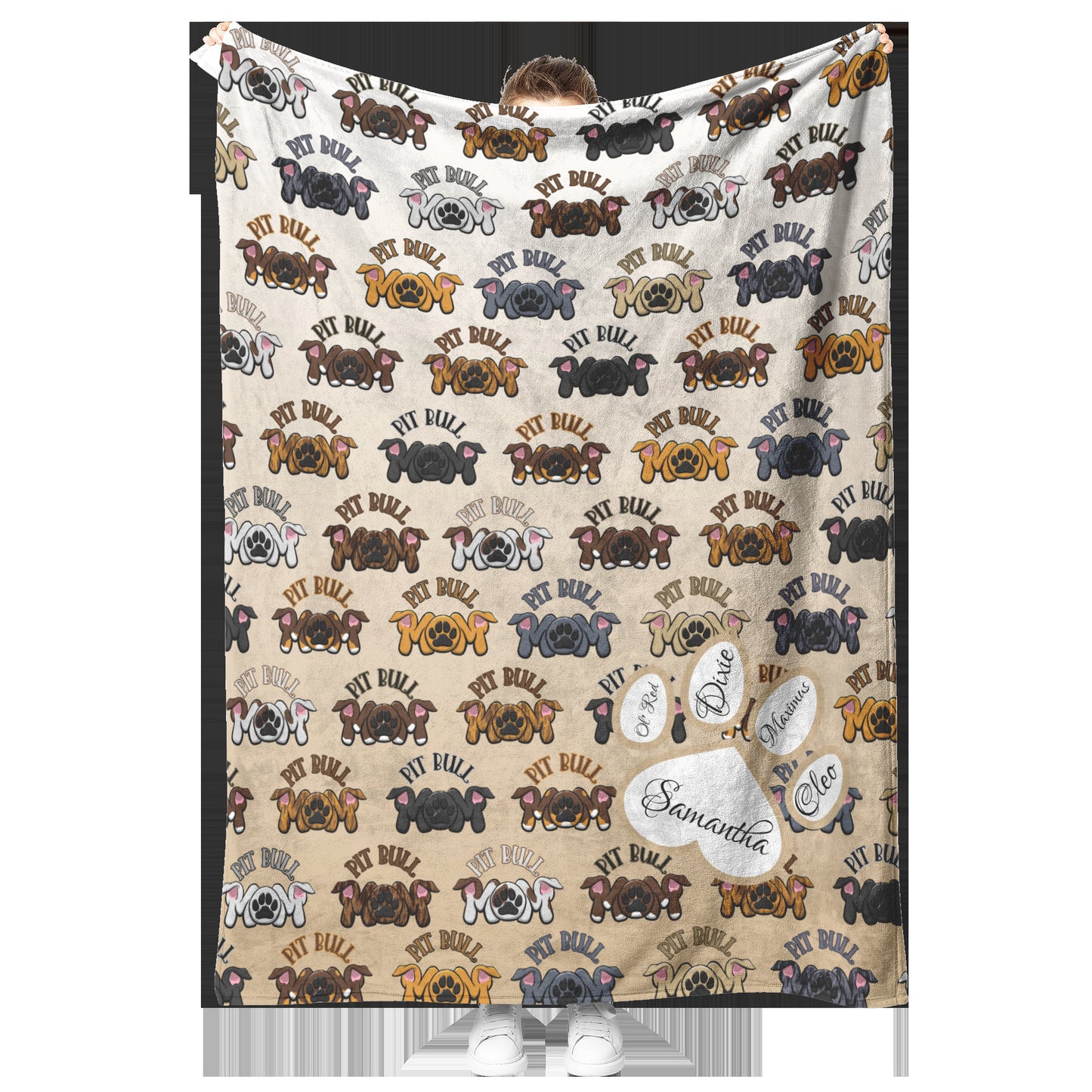 Pit Bull Mom personalized fleece blanket