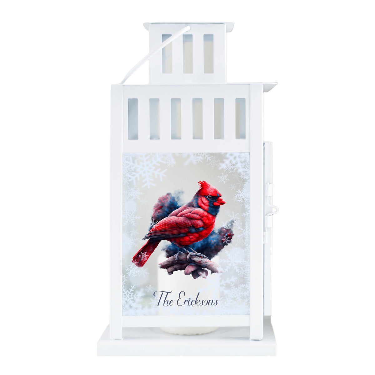 Personalized Cardinal Lantern, right facing cardinal-beautiful Christmas decoration!