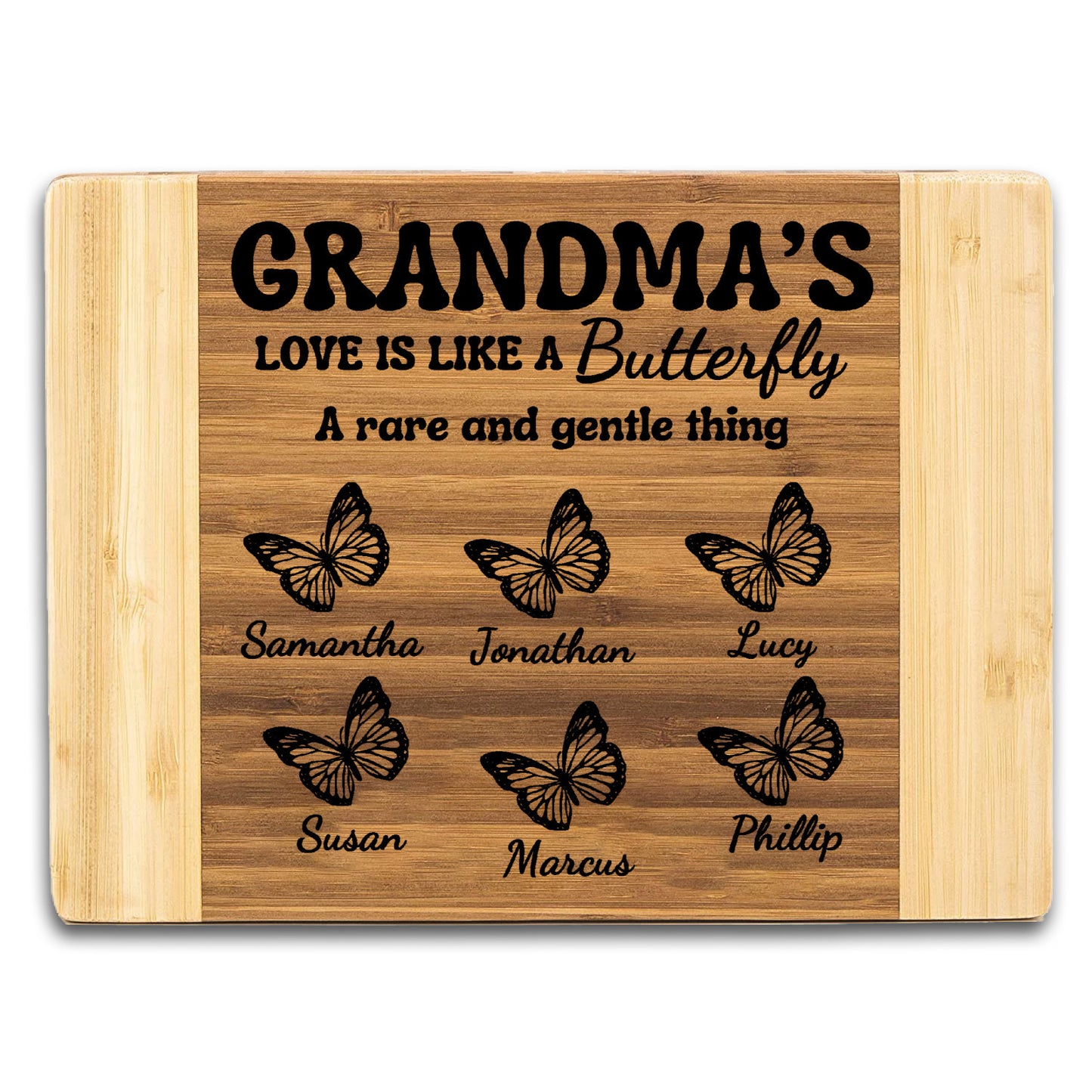 Grandma's love engraved bamboo cutting board-personalized with grandkids names!