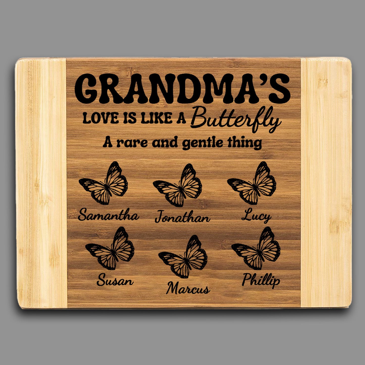 Grandma's love engraved bamboo cutting board-personalized with grandkids names!