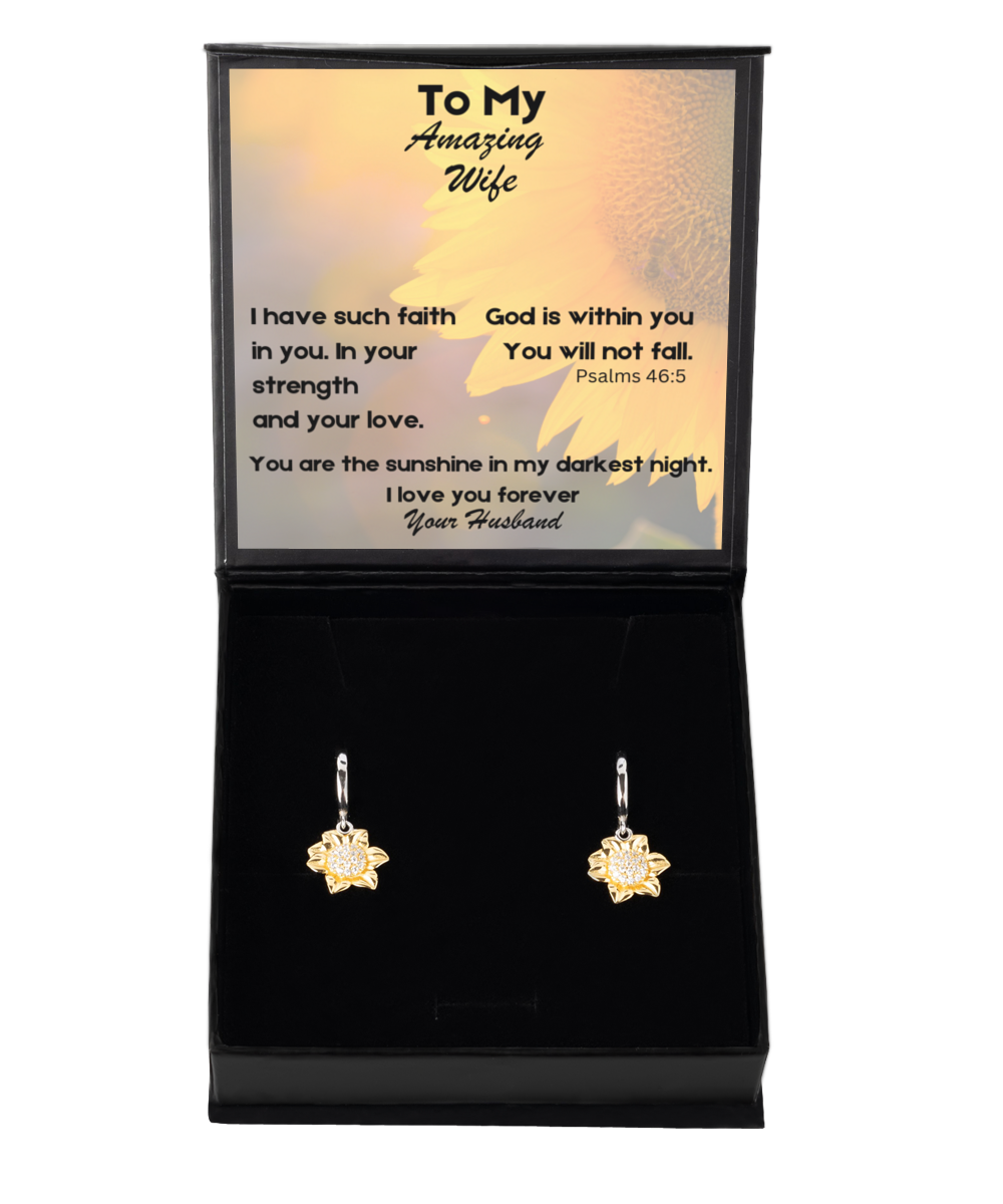 Sunflower jewelry set: necklace and earrings, for your Psalms 46:5 wife