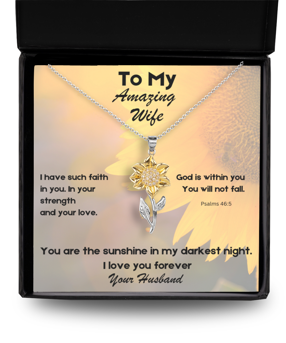 Sunflower jewelry set: necklace and earrings, for your Psalms 46:5 wife