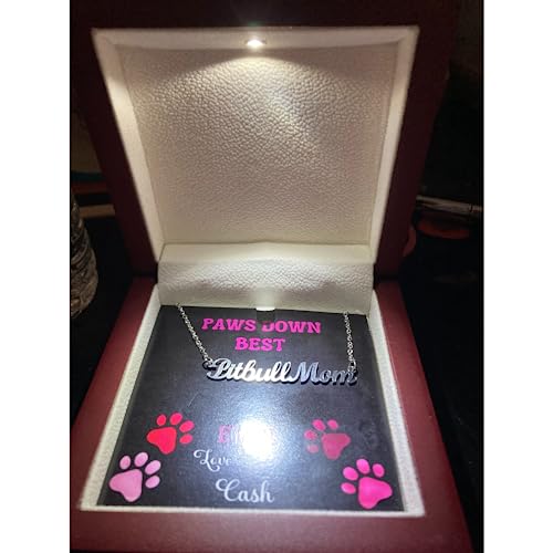 Pitbull Mom necklace with personalized message card from your pibble!