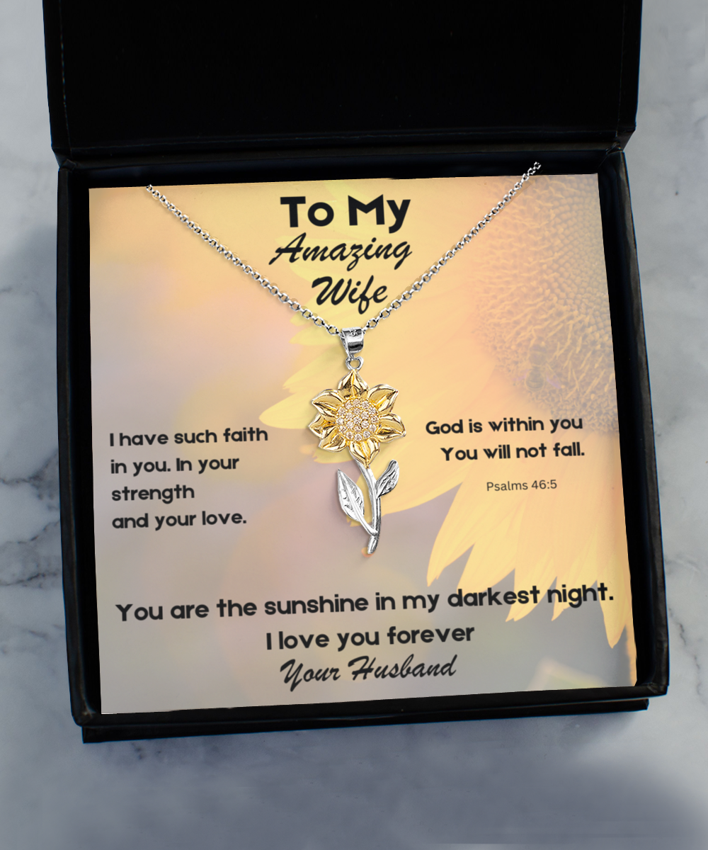 Psalms 46:5 Sunflower Necklace for your Amazing Wife