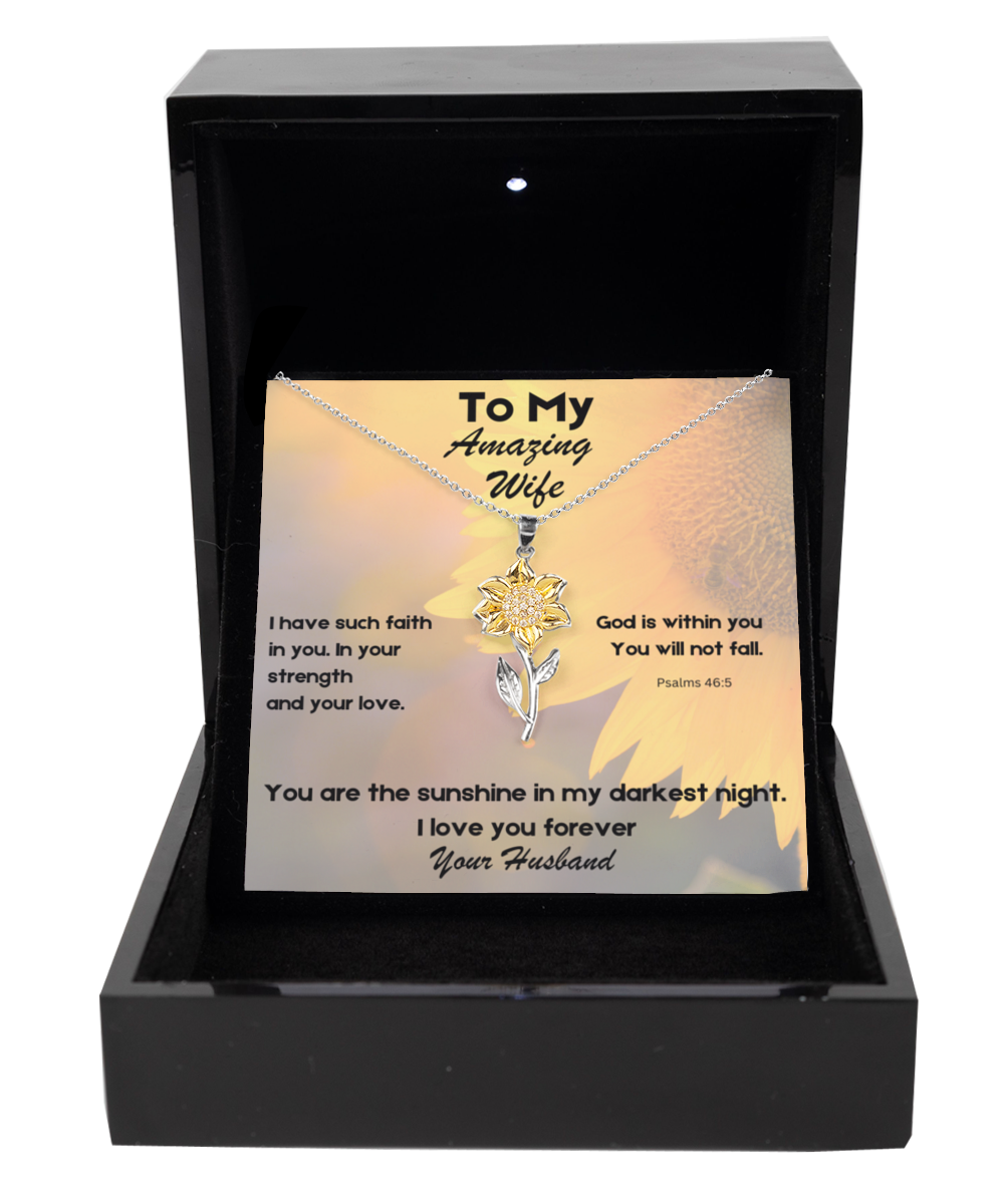 Psalms 46:5 Sunflower Necklace for your Amazing Wife