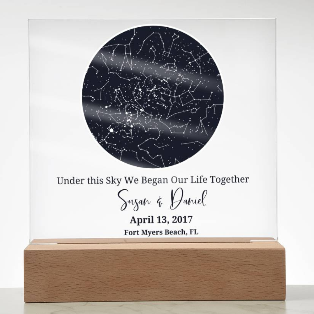 Personalized Sky Map of your special day- upgrade to the LED light base for an incredible display!