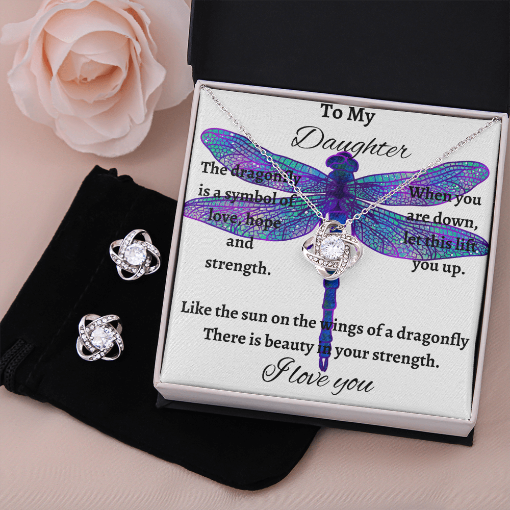 Perfect gift for your daughter-Gorgeous love knot necklace and matching earrings!