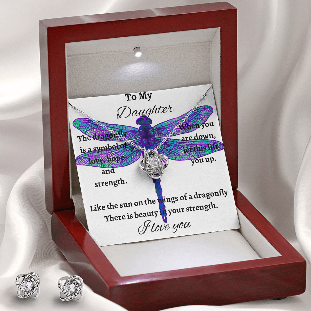 Perfect gift for your daughter-Gorgeous love knot necklace and matching earrings!