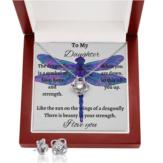 Perfect gift for your daughter-Gorgeous love knot necklace and matching earrings!
