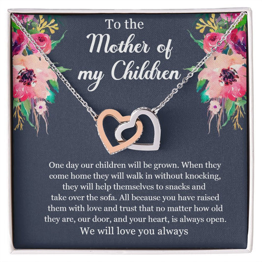 Interlocking hearts necklace-To the Mother of my Children-Mother's Day gift