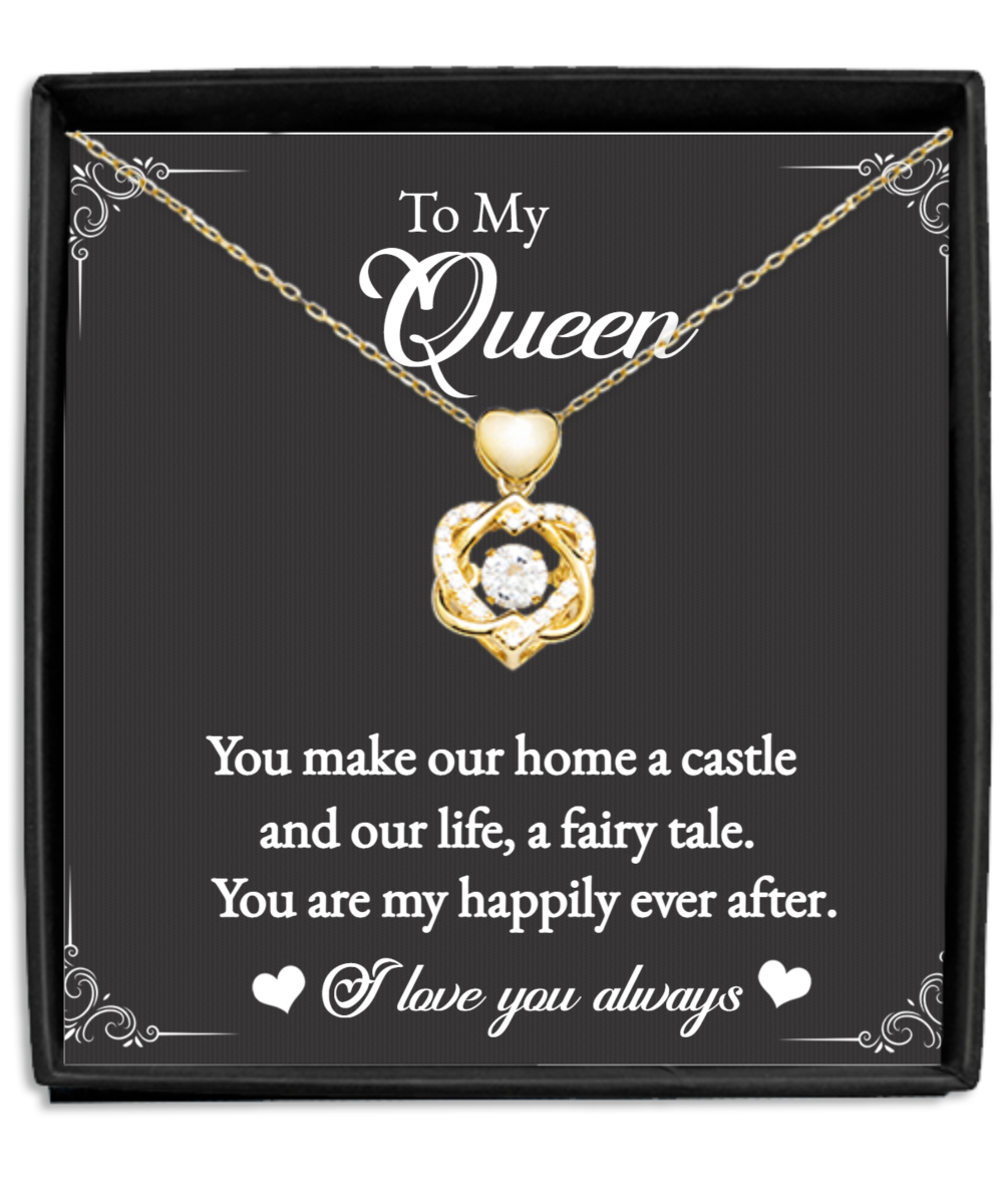 To My Queen Heart Love Knot Necklace