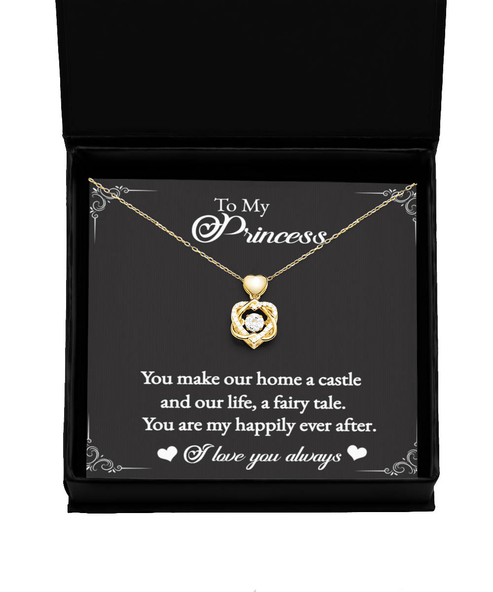 To My Princess Heart Knot gold necklace