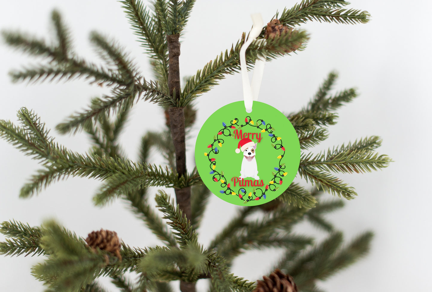 Pit bull Christmas Holiday ornament! Merry Pitmas! Gift for dog lovers, dog moms, fur moms pittie parents.