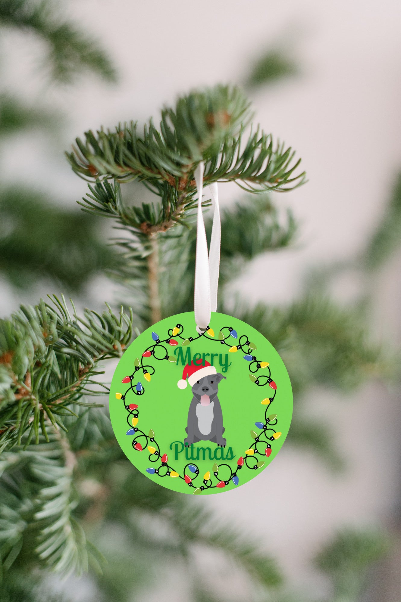 Merry Pitmas!  American pit bull ornament/ Holiday Christmas gift for dog lovers. Gift for pet owners. Pibble and pittie parents. Dog mom