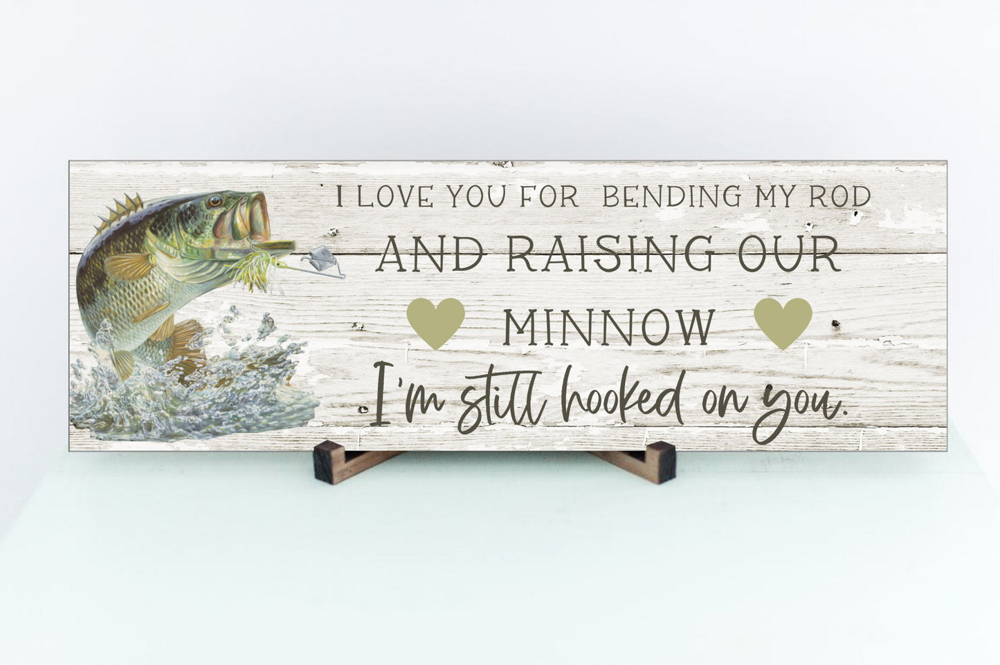 I love you sign from fisherman for the mother of his 'minnow' - Perfect gift!