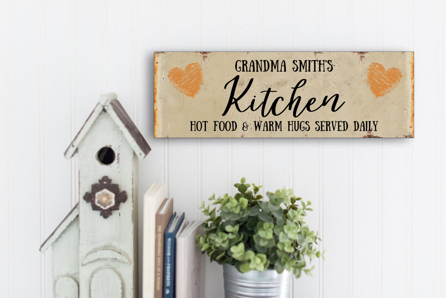 Personalized Grandma or Grandpa Kitchen sign-Warm hugs and hot food served here!