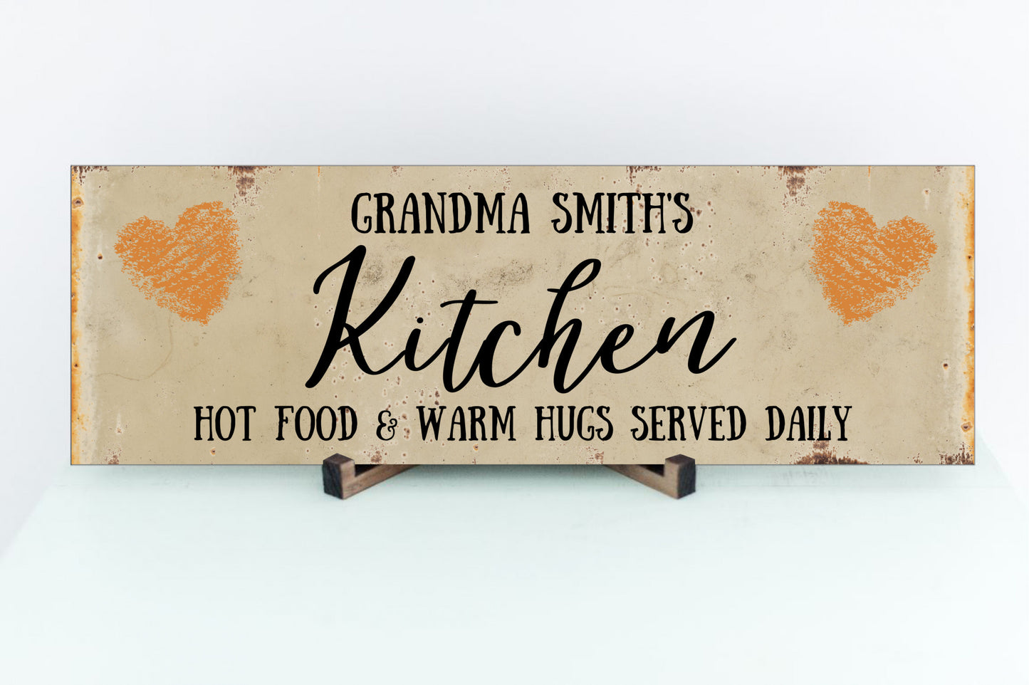 Personalized Grandma or Grandpa Kitchen sign-Warm hugs and hot food served here!